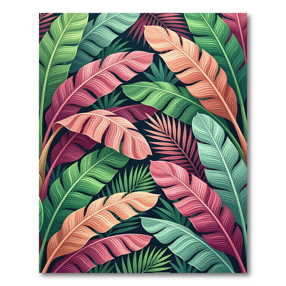 Vibrant Tropical Leaves Botanical Rug