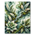Ethereal Feathers Green Floral Swirls Rug