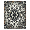Sophisticated Charcoal Floral Damask Scroll Rug