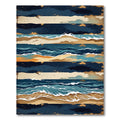Earthy Coastal Blue Layered Wave Rug