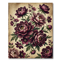 Crimson Peony Garden Floral Medley Rug