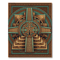 Ancient Aztec Sun Step Temple Art Rug