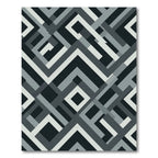 Monochrome Abstract Geometric Interlocking Line Rug