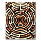 Copper Metallic Geometric Spiral Maze Rug