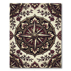 Crimson Gold Floral Compass Medallion Rug