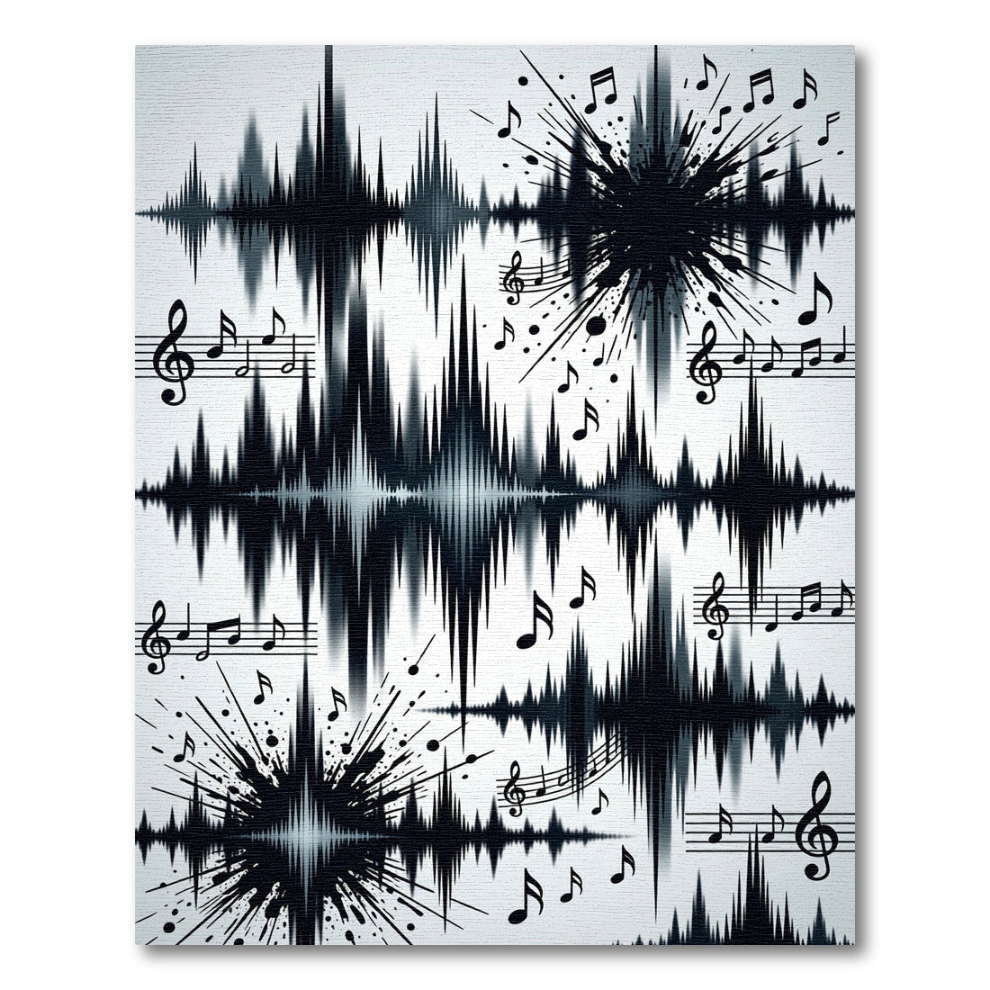 Monochrome Abstract Musical Wave Fragment Art Rug