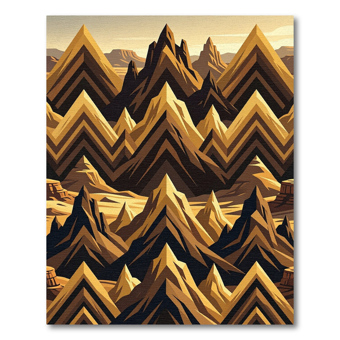 Golden Jagged Peaks Landscape Rug