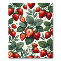 Vibrant Red Strawberry Botanical Art Rug