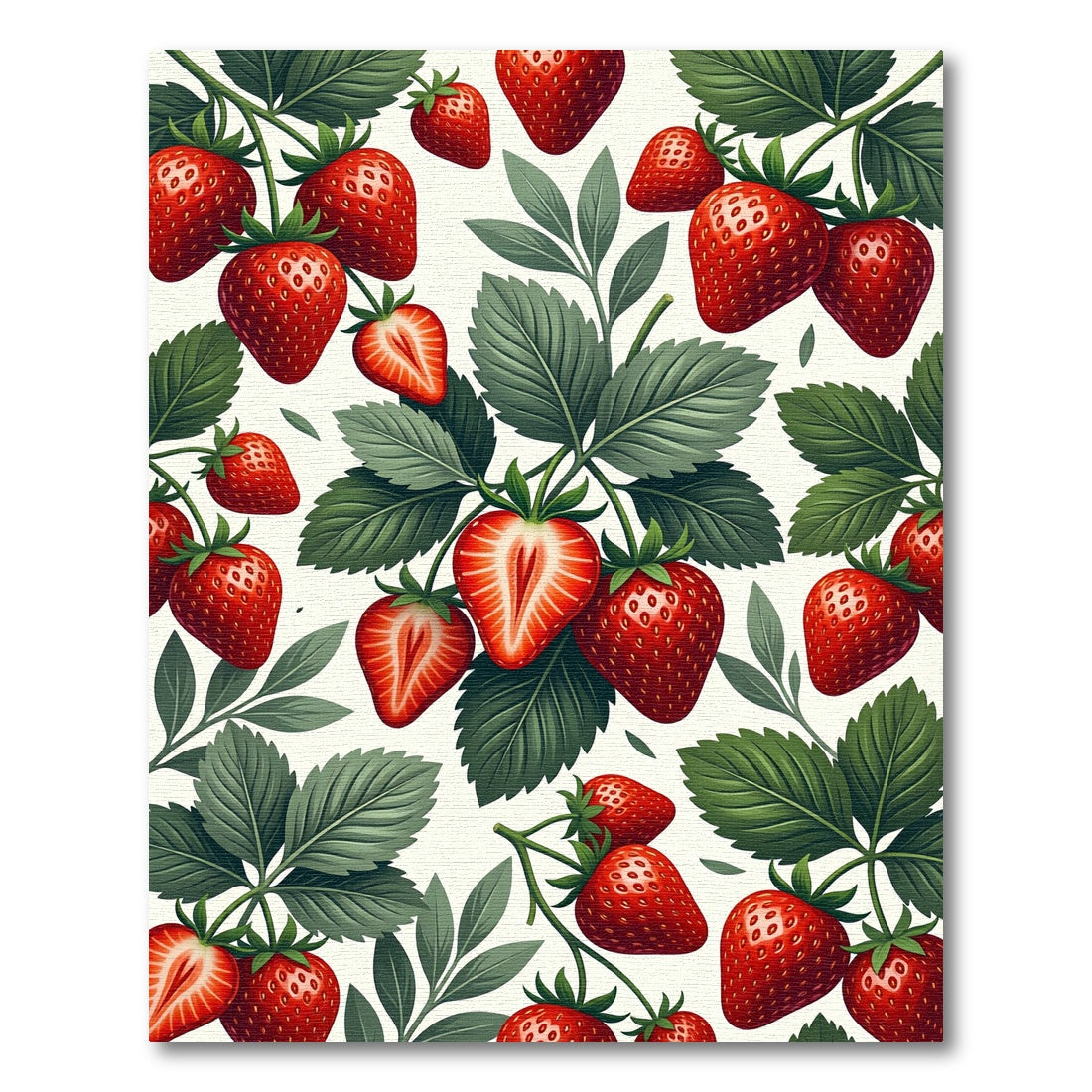 Vibrant Red Strawberry Botanical Art Rug