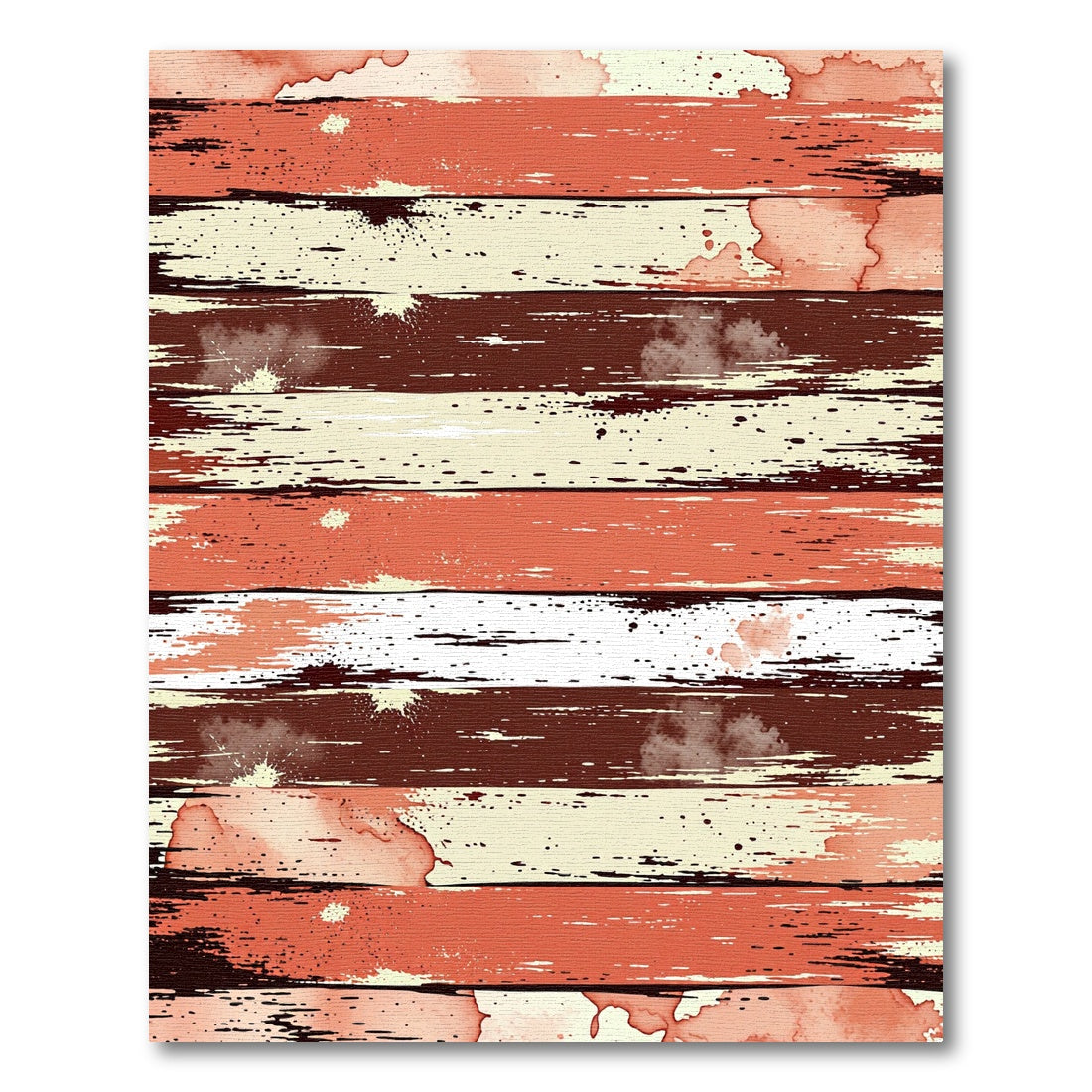Coral Red Distressed Wood Stripes Rug