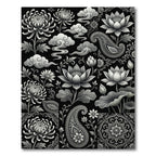 Monochromatic Floral Paisley Cloud Collage Rug