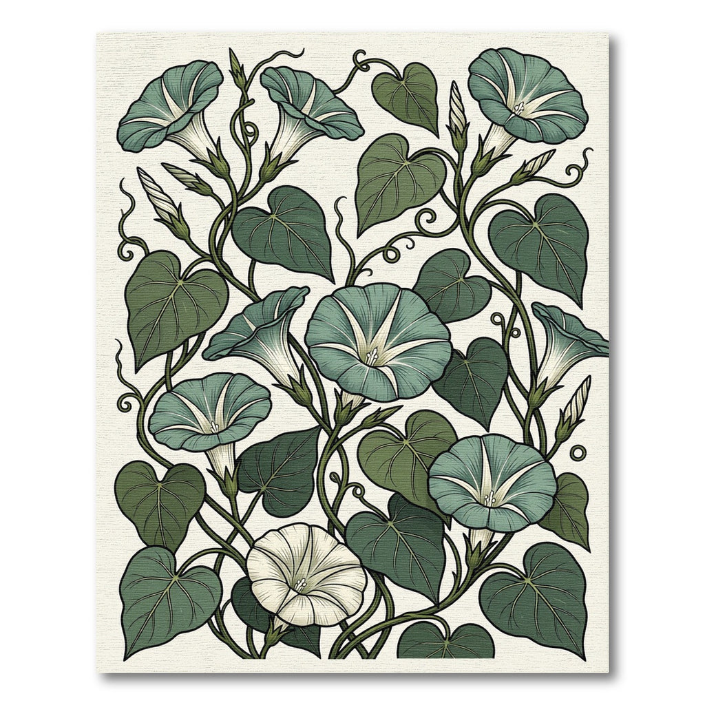 Sage Morning Glory Botanical Vine Art Rug