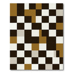 Abstract Brown and Black Geometric Grid Rug