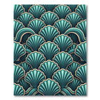 Oceanic Teal Scallop Wave Rug