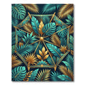 Golden Tropical Teal Geometric Art Deco Rug