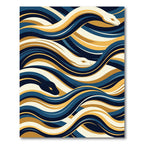 Wavy Serpent Abstract Blue Gold Rug