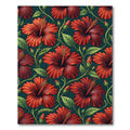 Vibrant Red Hibiscus Floral Garden Rug