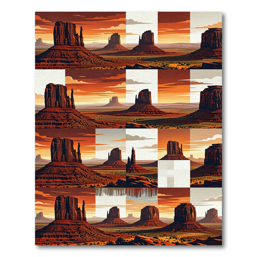 Desert Mesa Sunset Geometric Collage Rug