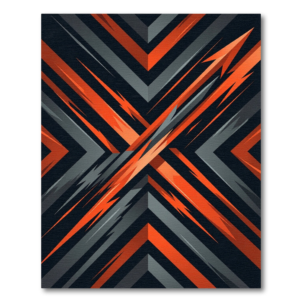 Bold Orange and Charcoal Geometric Arrow Rug
