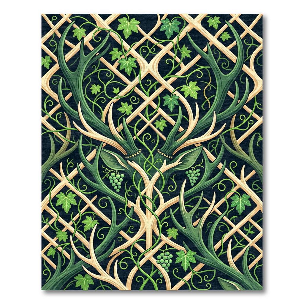 Enchanted Forest Antler Ivy Botanical Rug