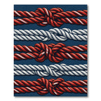 Red White Nautical Knotted Rope Rug