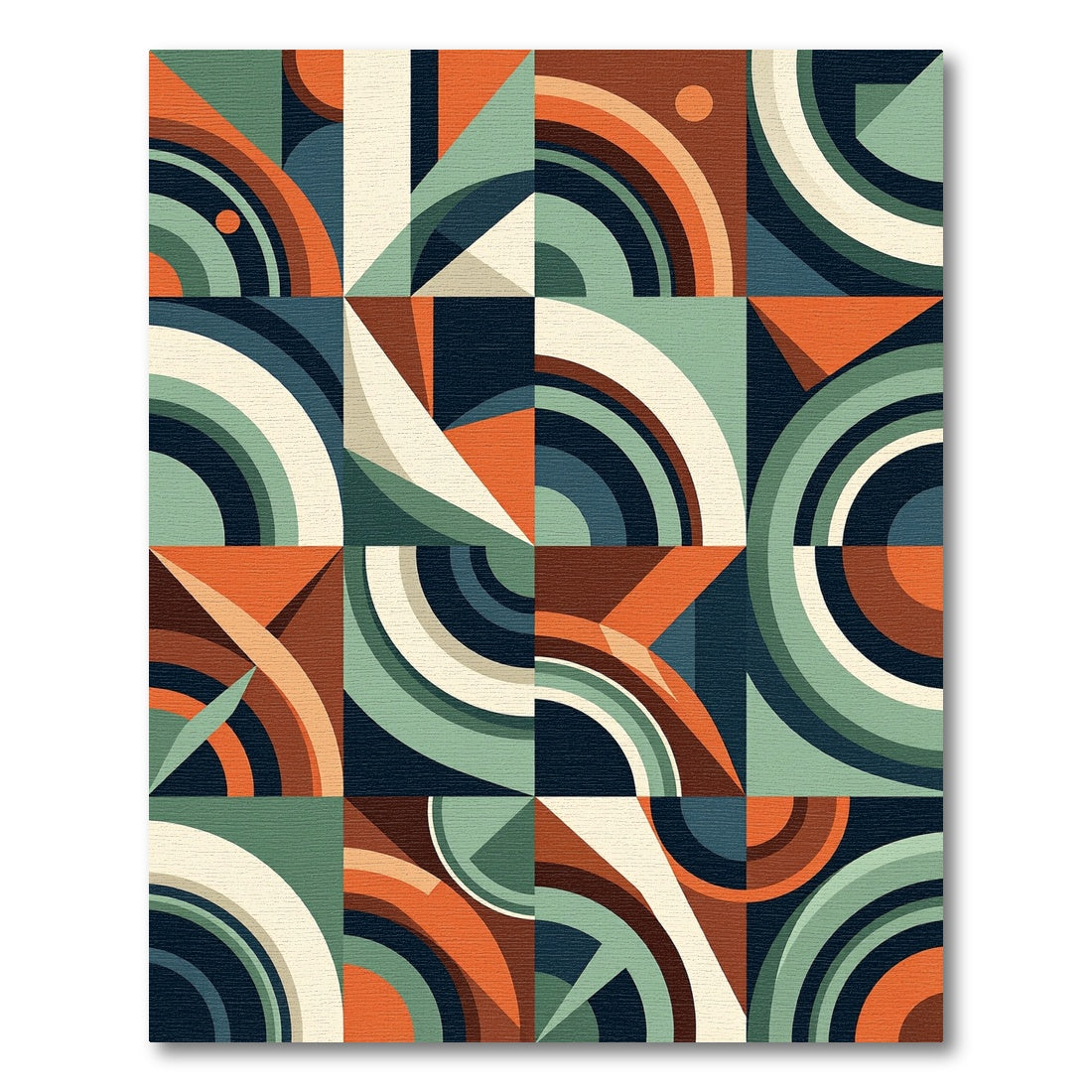 Retro Earthen Geometric Circular Art Rug