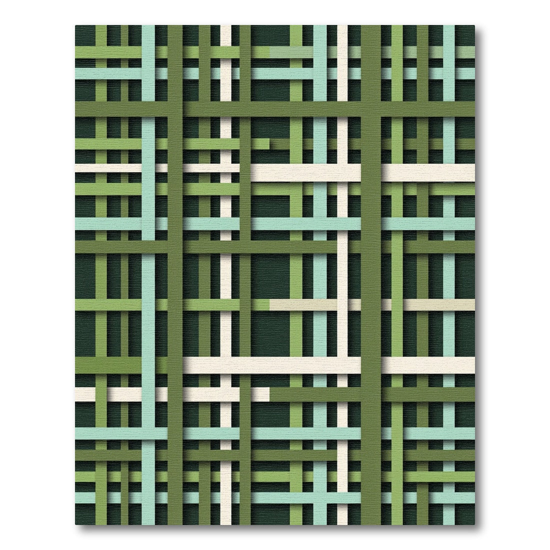 Green Intersecting Lines Weave Rug