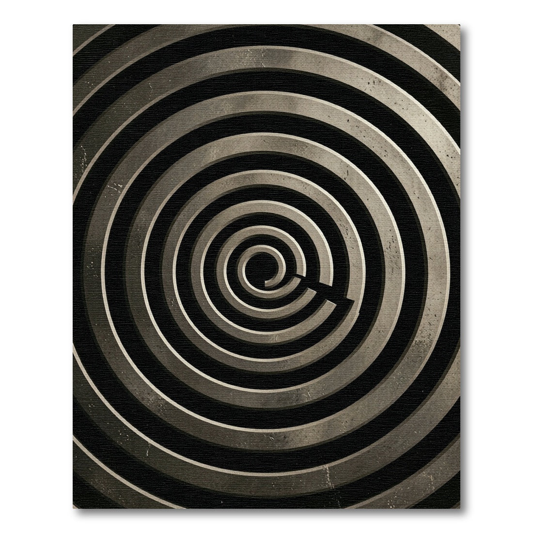 Monochromatic Gray Spiral Maze Rug