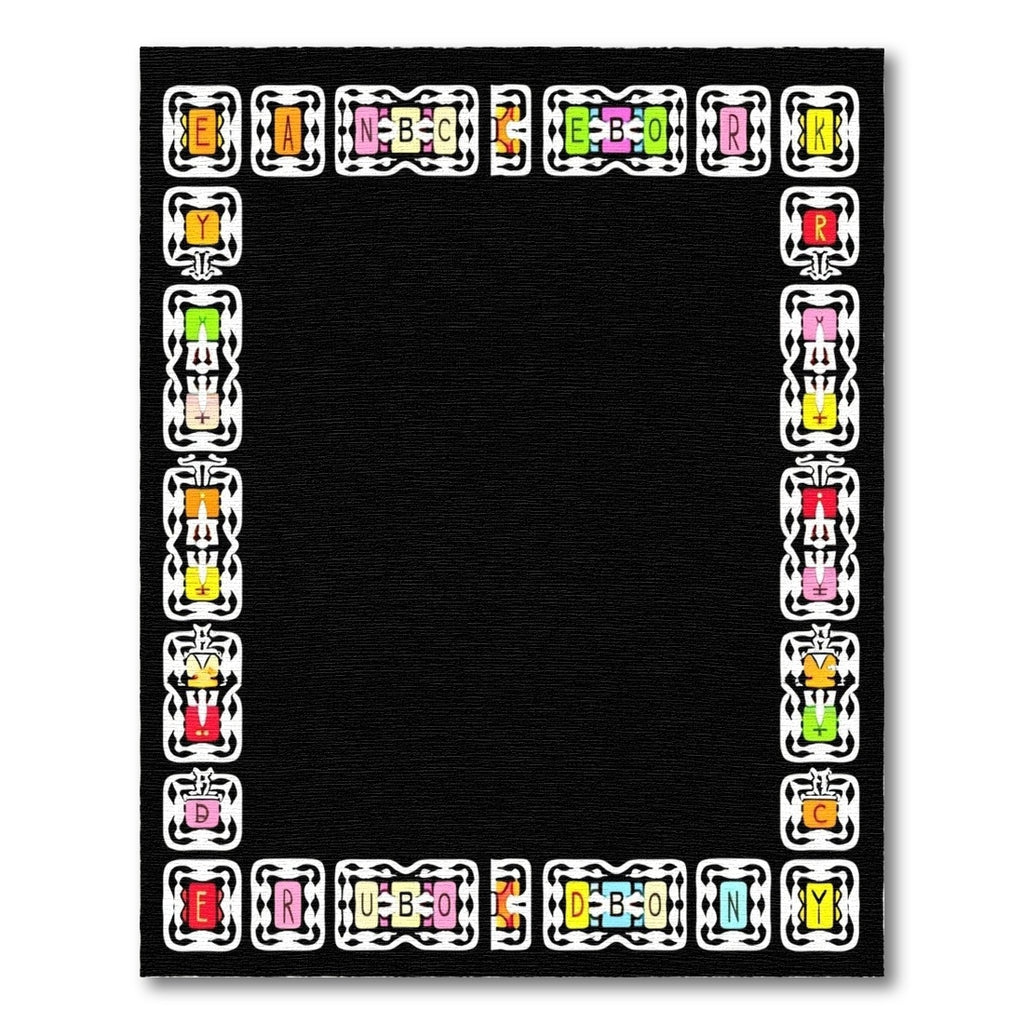 Colorful Alphabet Border Geometric Rug