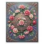 Elegant Pink Floral Rose Medallion Rug