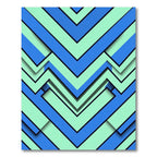 Geometric Mint and Azure Chevron Layered Rug