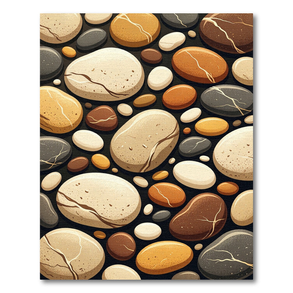 Earthy Tones Polished River Stone Rug