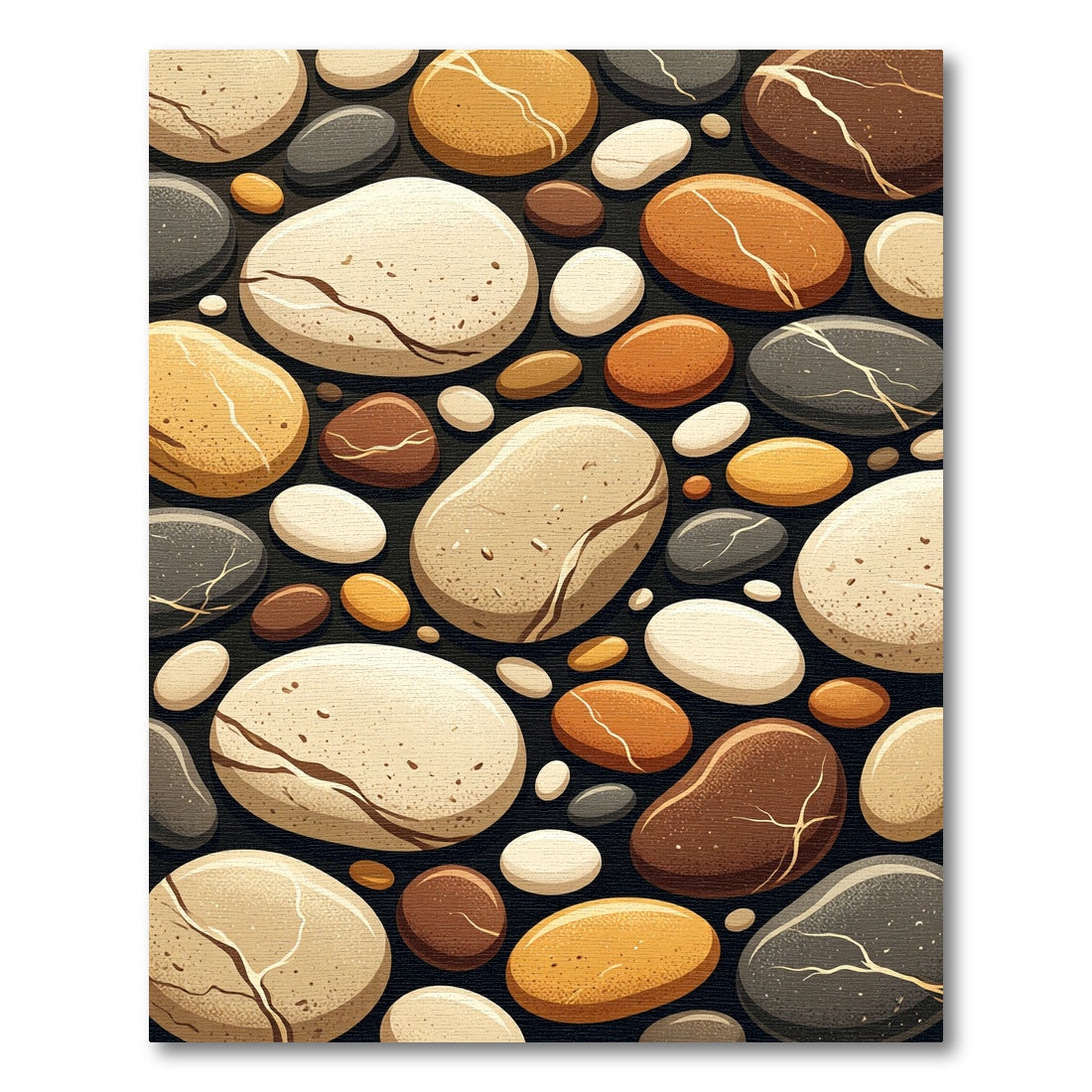 Earthy Tones Polished River Stone Rug