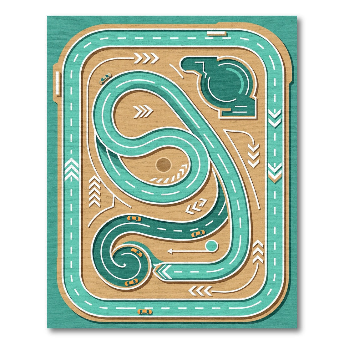 Playful Teal Automobile Race Track Rug