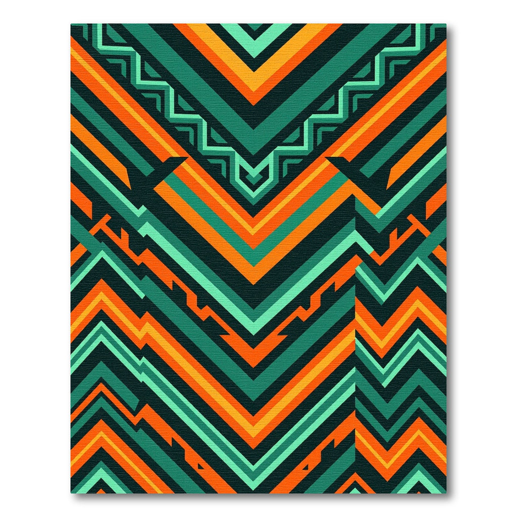 Geometric Zigzag Chevron Emerald Orange Rug
