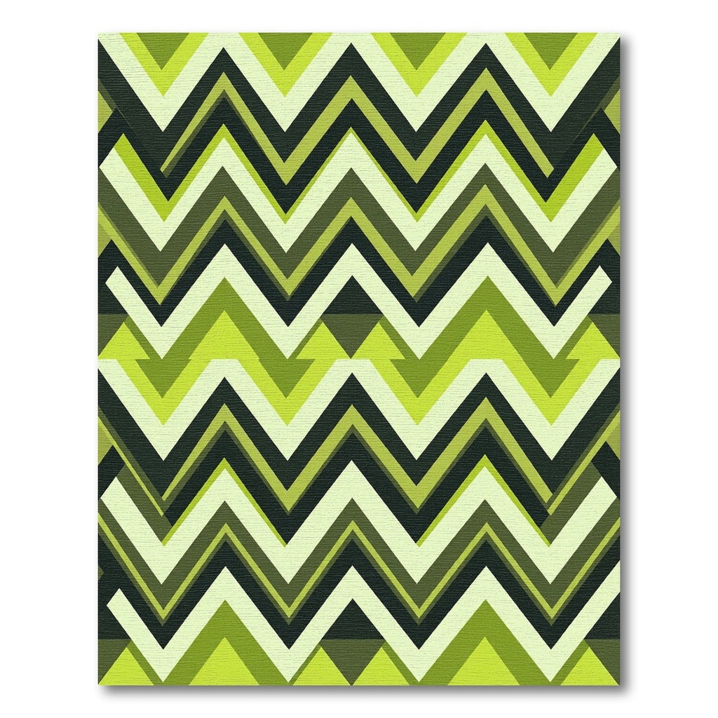 Modern Lime Green Geometric Zigzag Rug