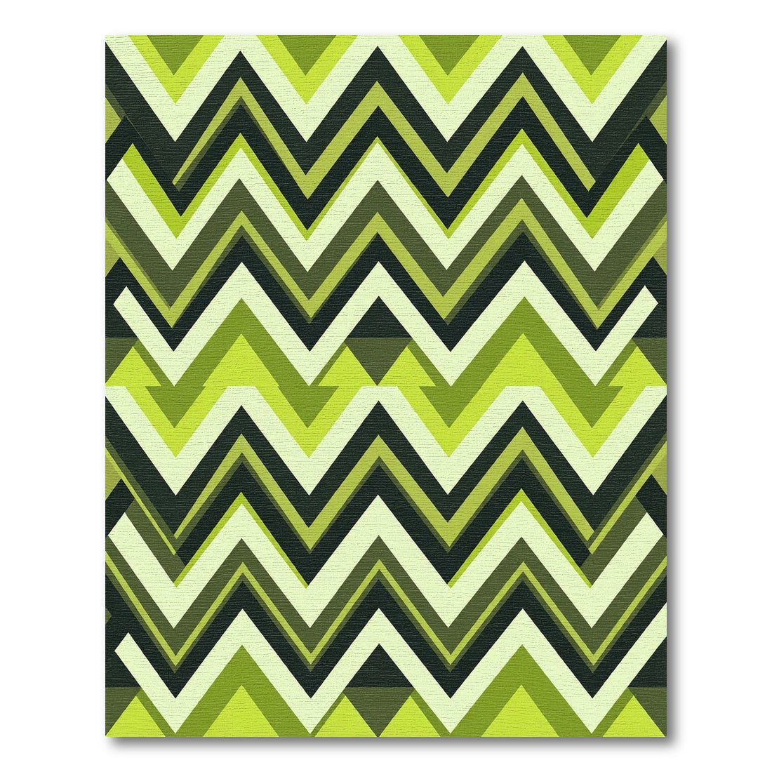 Modern Lime Green Geometric Zigzag Rug