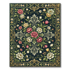 Dark Floral Bouquet Victorian Medallion Rug