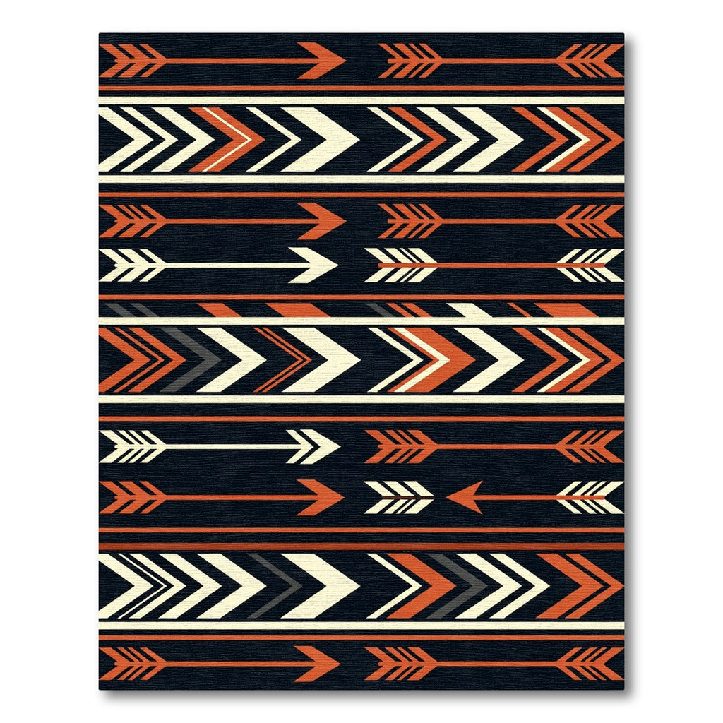 Bold Orange Arrow Tribal Stripes Rug