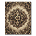 Intricate Bronze Floral Damask Medallion Rug