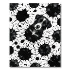 Black White Splatter Dog Portrait Rug