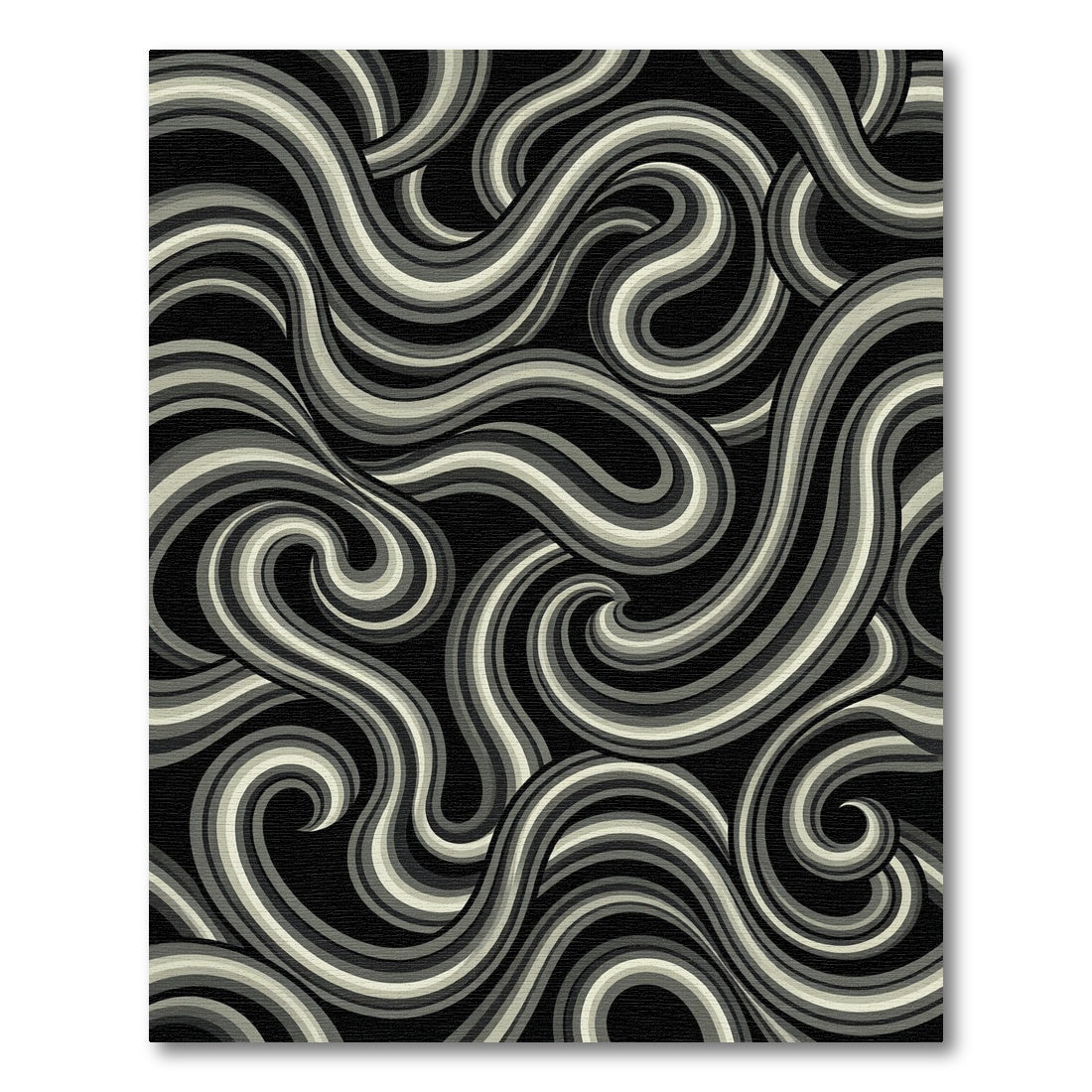 Monochromatic Swirl Abstract Curves Rug