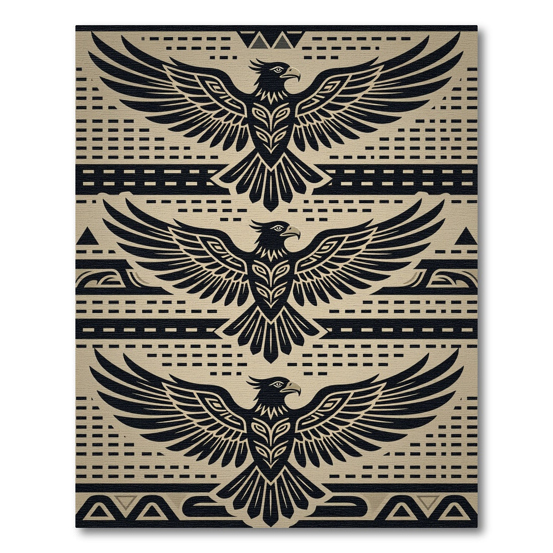 Bold Black Eagle Tribal Harmony Rug