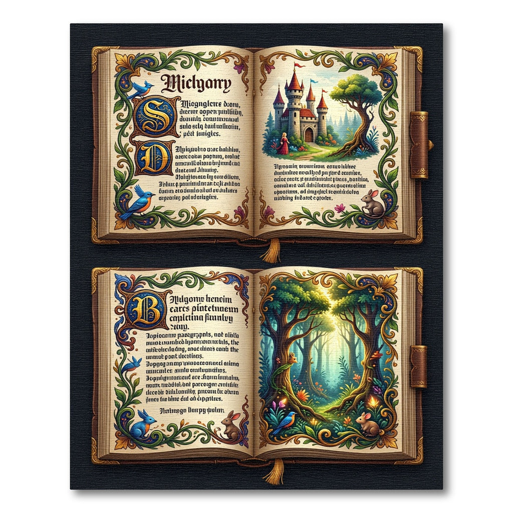 Enchanted Forest Storybook Fairy Tale Illustration Rug