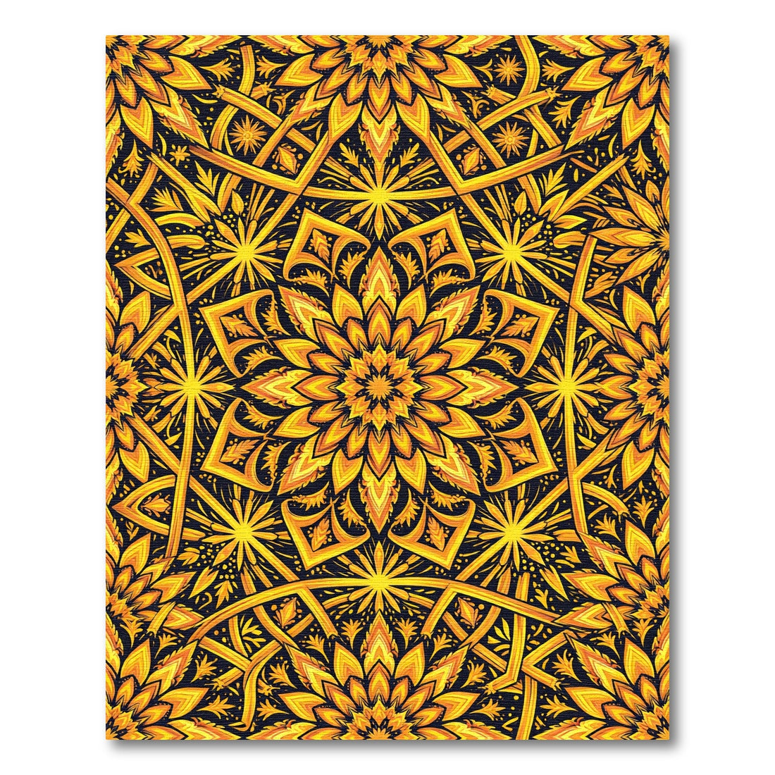 Golden Radiant Sunburst Floral Medallion Rug