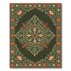 Ornate Botanical Medallion Sage Gold Flourish Rug