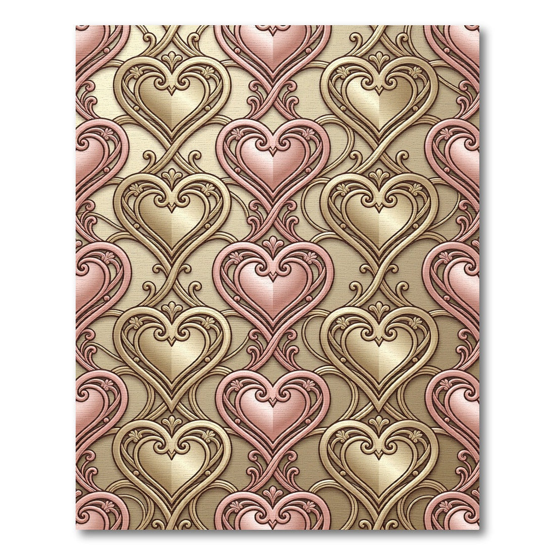 Ornate Rose Gold Heart Filigree Rug
