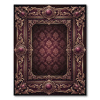 Ornate Burgundy Damask Royal Frame Rug
