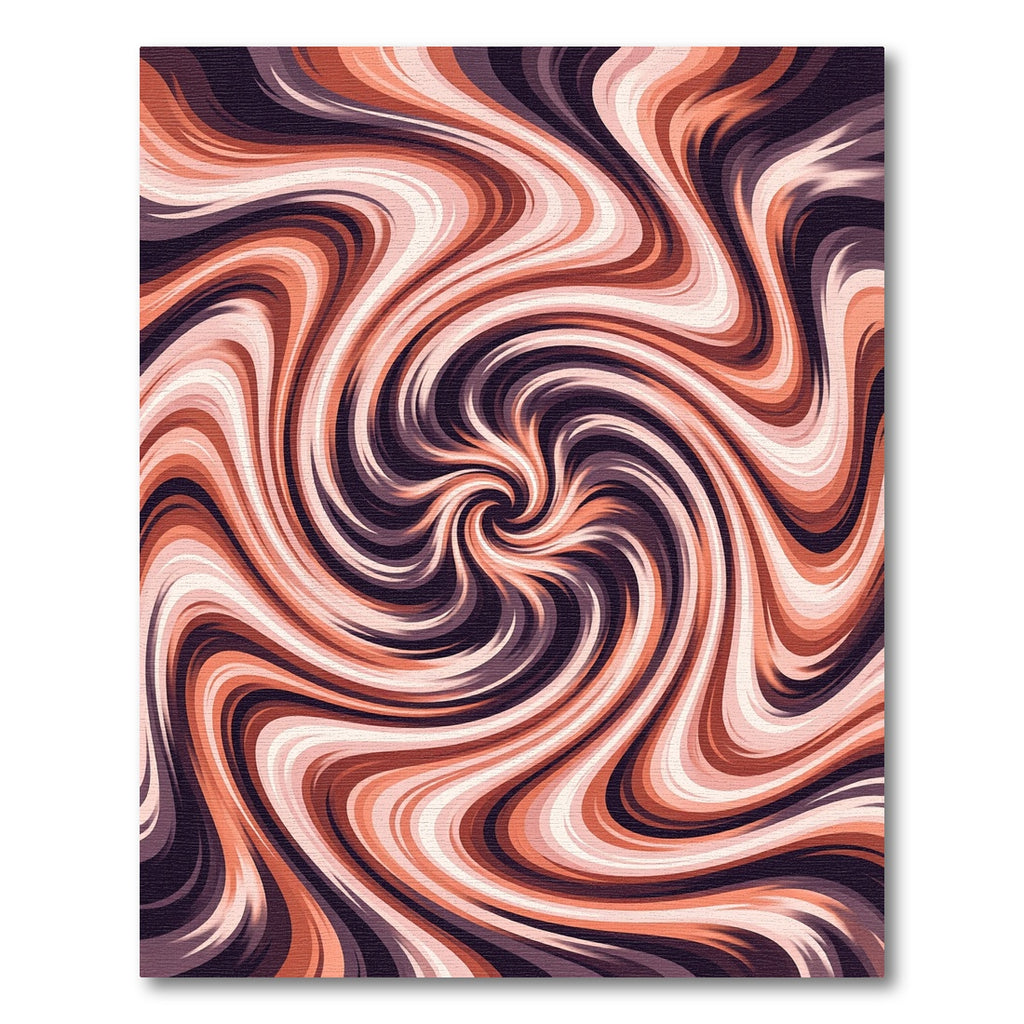 Coral And Plum Swirl Abstract Rug
