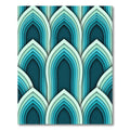 Layered Teal Arched Geometric Waves Rug